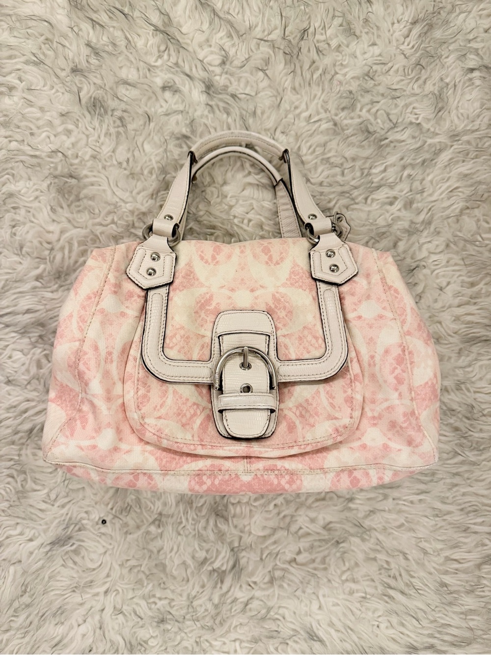 Coach Campbell Snake Satchel - Pink